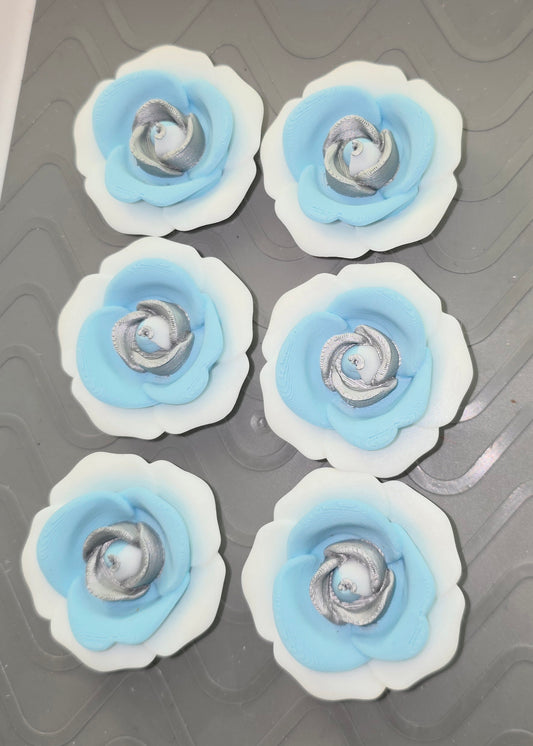 White, light Blue, and Silver
