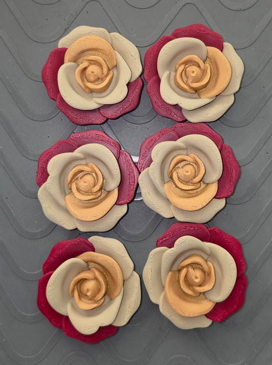 Deep Red, Cream, and Gold